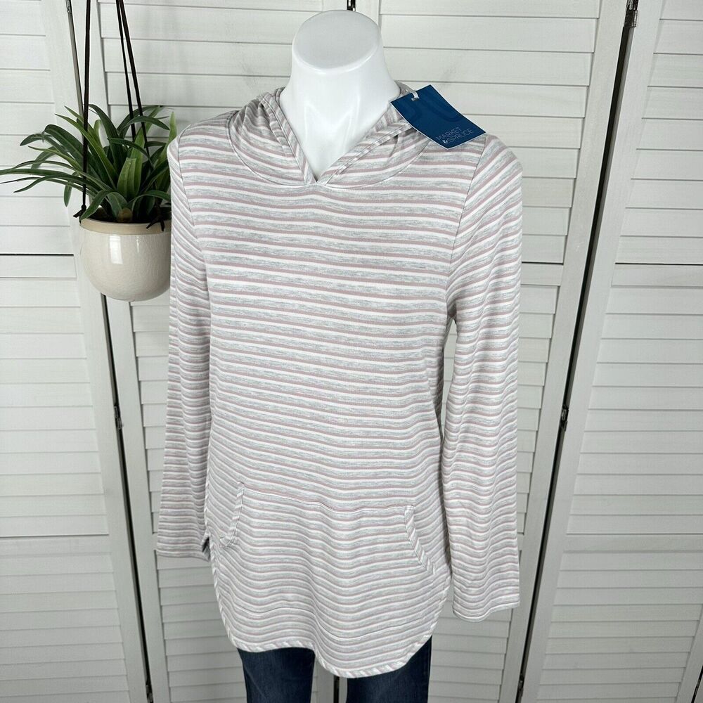 New Market & Spruce Stitch Fix Milania French Terry Curved Hem Hoodie Top Size M